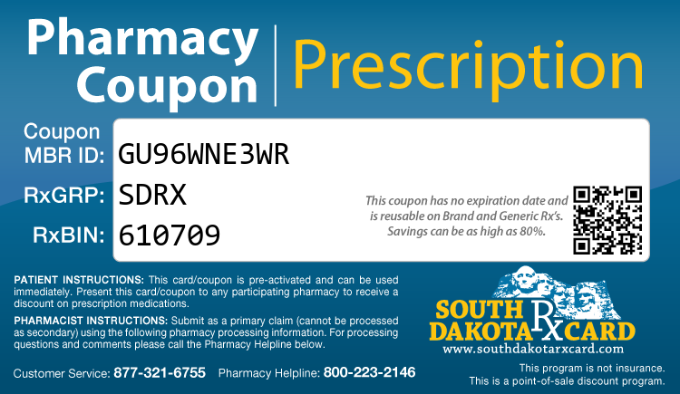 South Dakota Rx Card - Free Prescription Drug Coupon Card